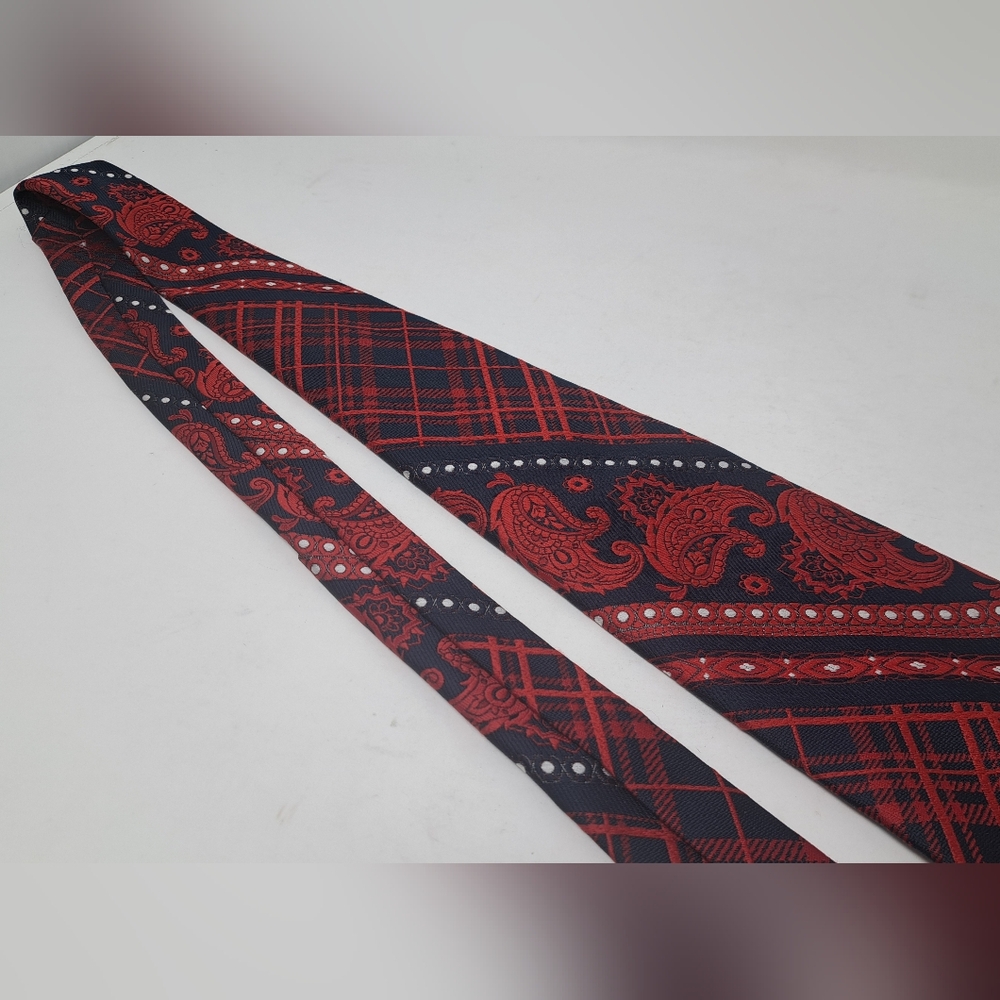 Yves Saint Laurent Vintage Neck Tie Tartain Plaid Paisley Striped 70s 80s 55" - Picture 12 of 15
